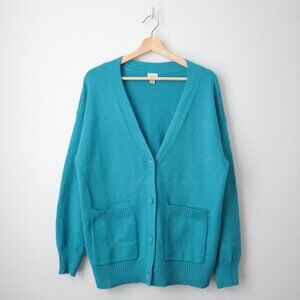 A New Day Oversized Blue Button Front Cardigan | S